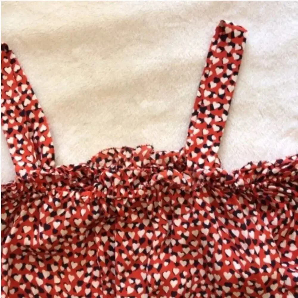 J. Crew Heart Print Off-the-Shoulder Silk Blouse